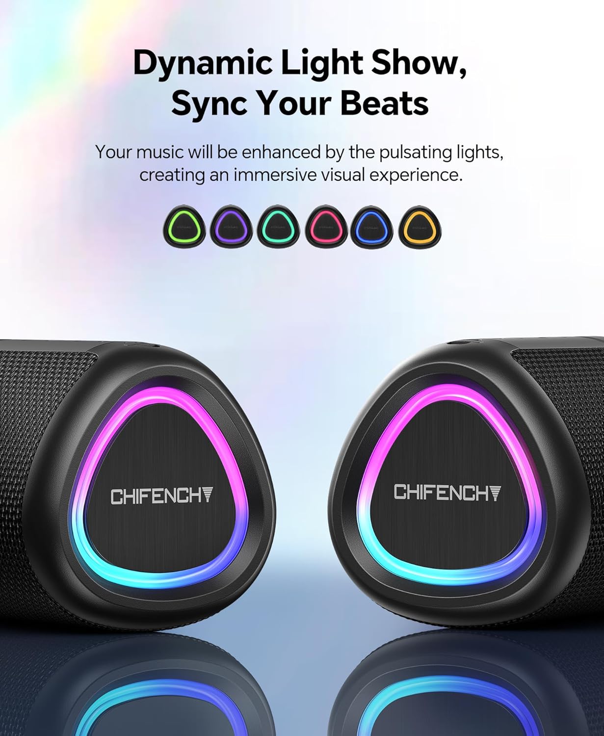 Portable Bluetooth Speaker Waterproof Gift: IPX5 HD Sound Up to 24H Playtime, TWS Pairing, LED Light, Outdoor Speaker for Beach/Pool/Travel/Essentials, Gifts for Fathers Day for Men Dad Husband-Black - Image 3