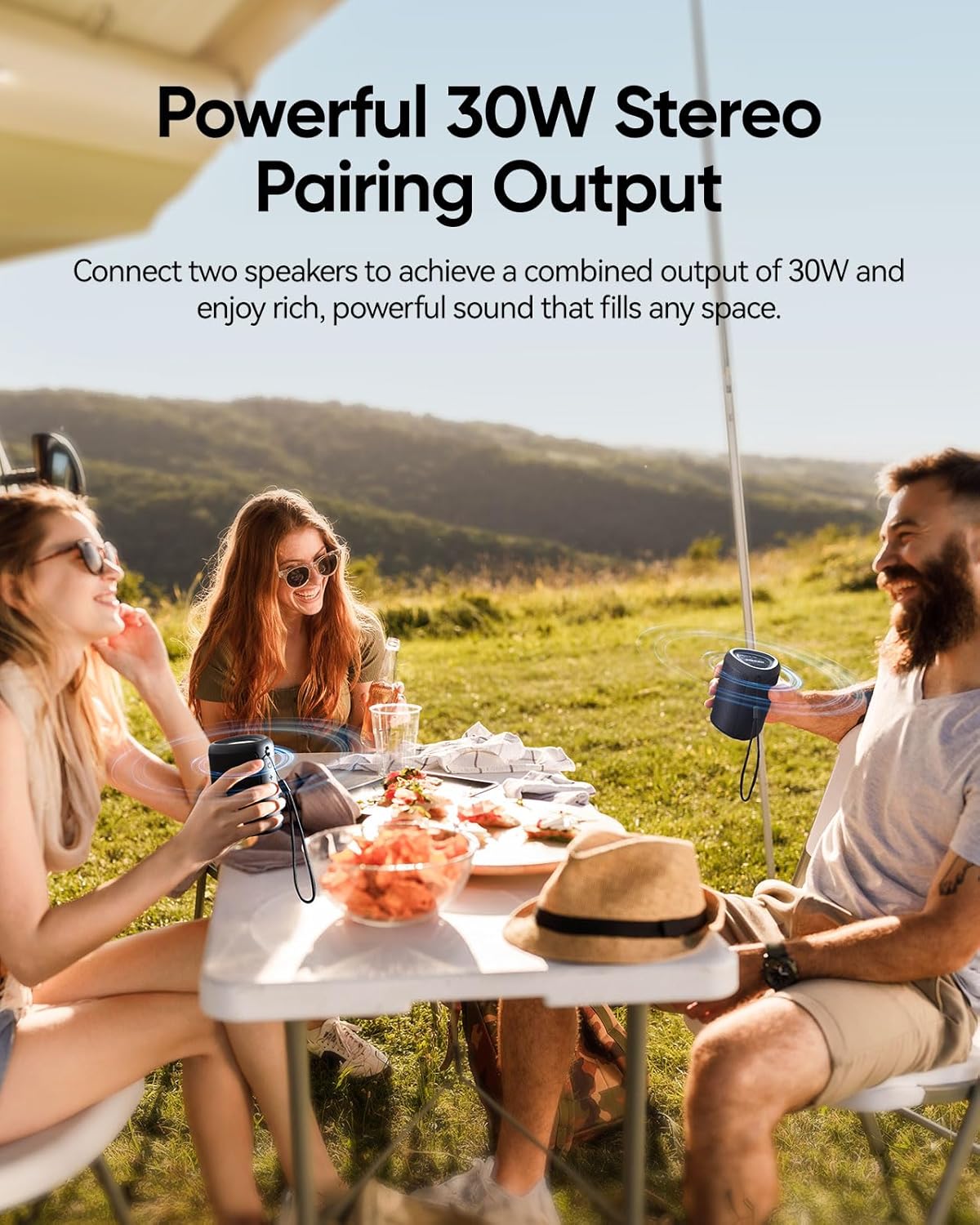 Portable Bluetooth Speaker Waterproof Gift: IPX5 HD Sound Up to 24H Playtime, TWS Pairing, LED Light, Outdoor Speaker for Beach/Pool/Travel/Essentials, Gifts for Fathers Day for Men Dad Husband-Black - Image 8
