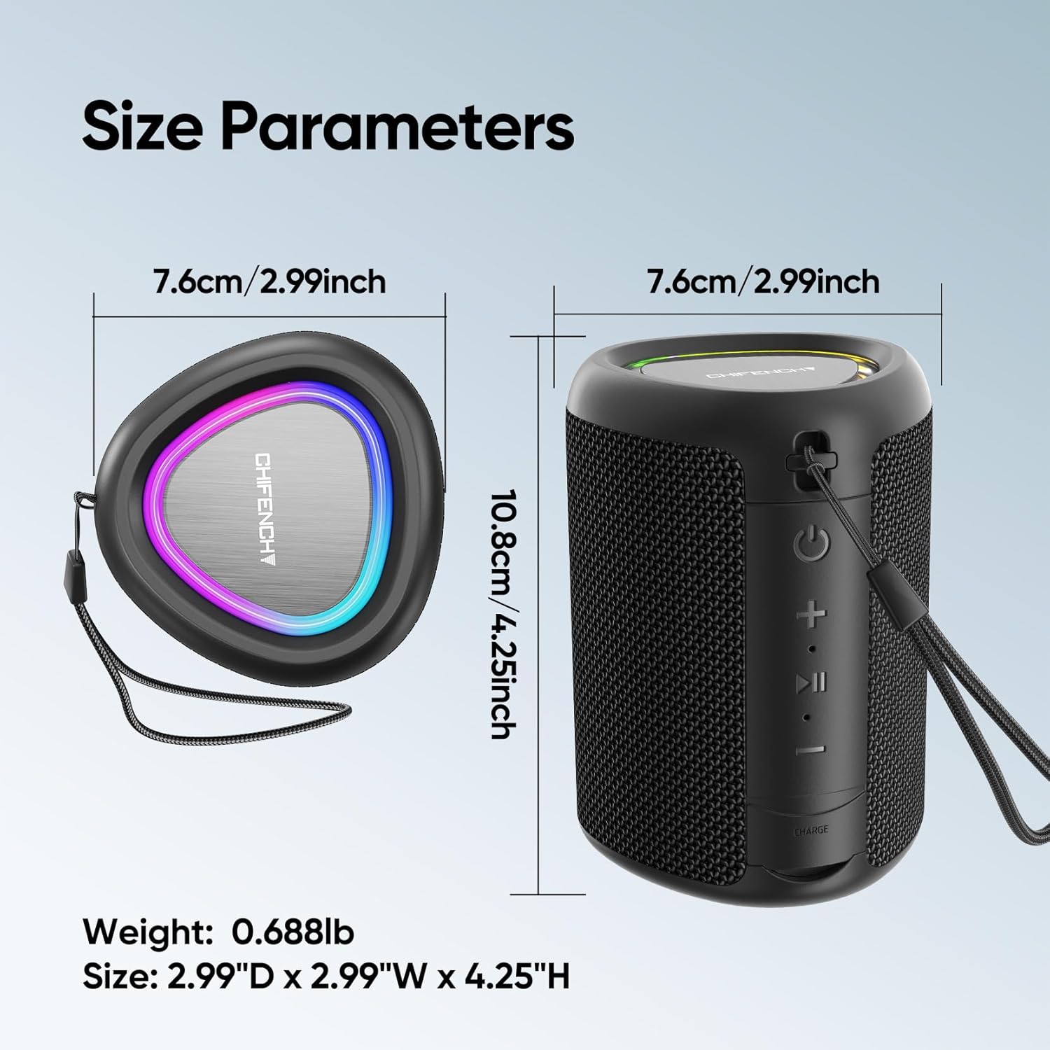 Portable Bluetooth Speaker Waterproof Gift: IPX5 HD Sound Up to 24H Playtime, TWS Pairing, LED Light, Outdoor Speaker for Beach/Pool/Travel/Essentials, Gifts for Fathers Day for Men Dad Husband-Black - Image 9